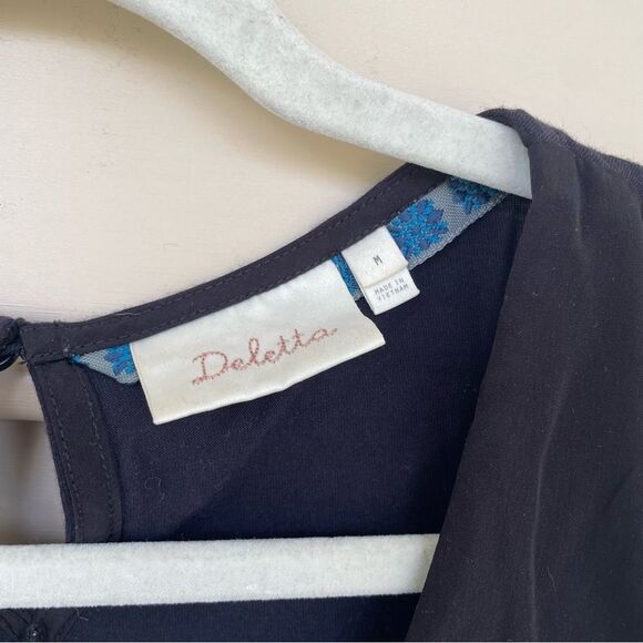 Deletta by Anthropologie Pinna Sleeveless Ruffle Trim Blouse Top Black Women's M - Picture 4 of 7